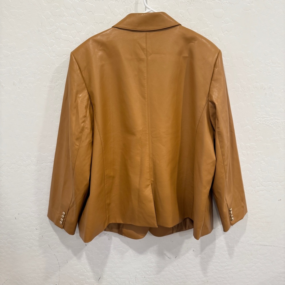 Calvin Klein Double-Breasted Faux Leather Blazer Womens 24W Business Casual - Picture 8 of 11
